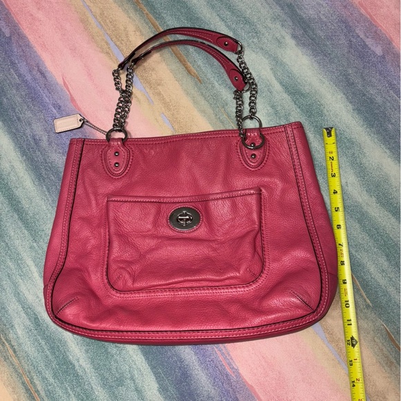 Coach Pink Shoulder Bag with Chain Straps - Picture 10 of 11